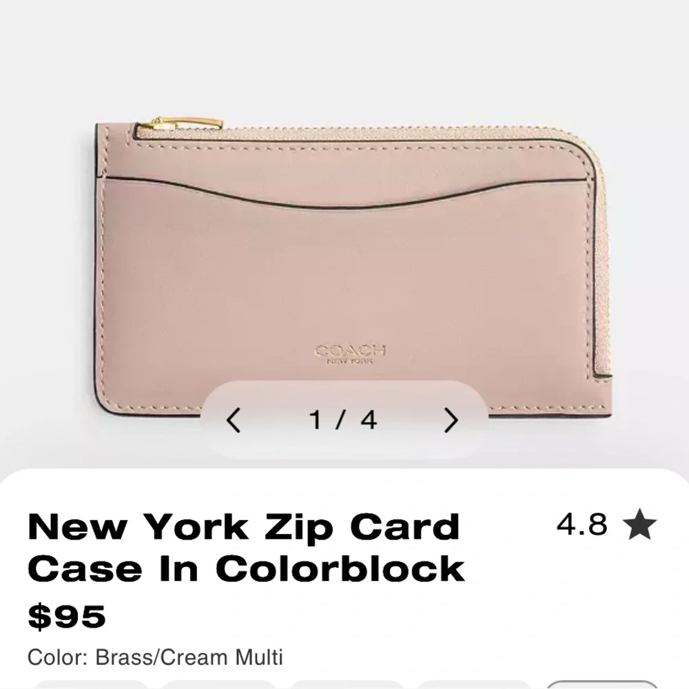 Coach New York Zip Card Case Holder Wallet in Colorblock Cream Multi CBF50 - Picture 9 of 10